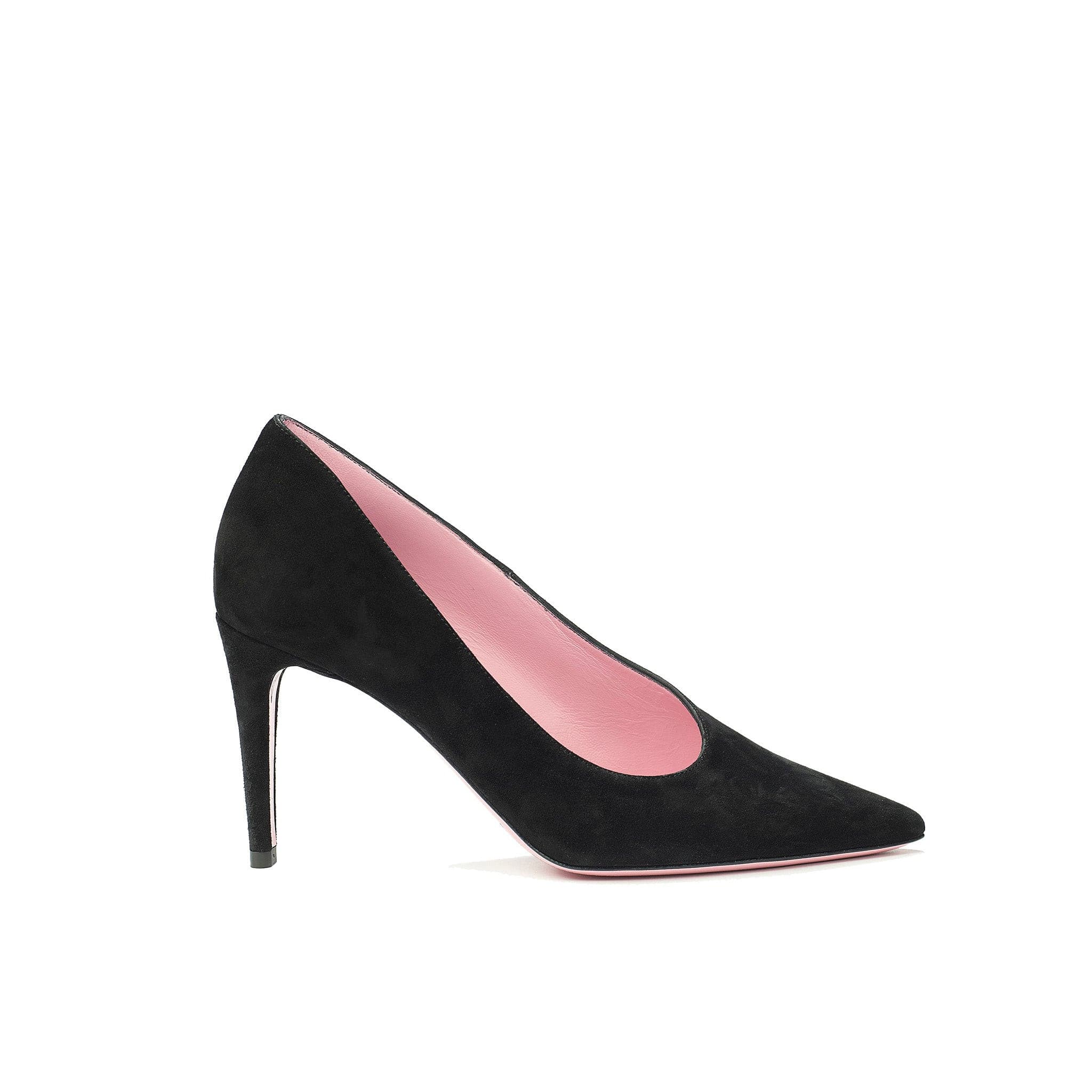 Phare asymmetrical pump in black suede