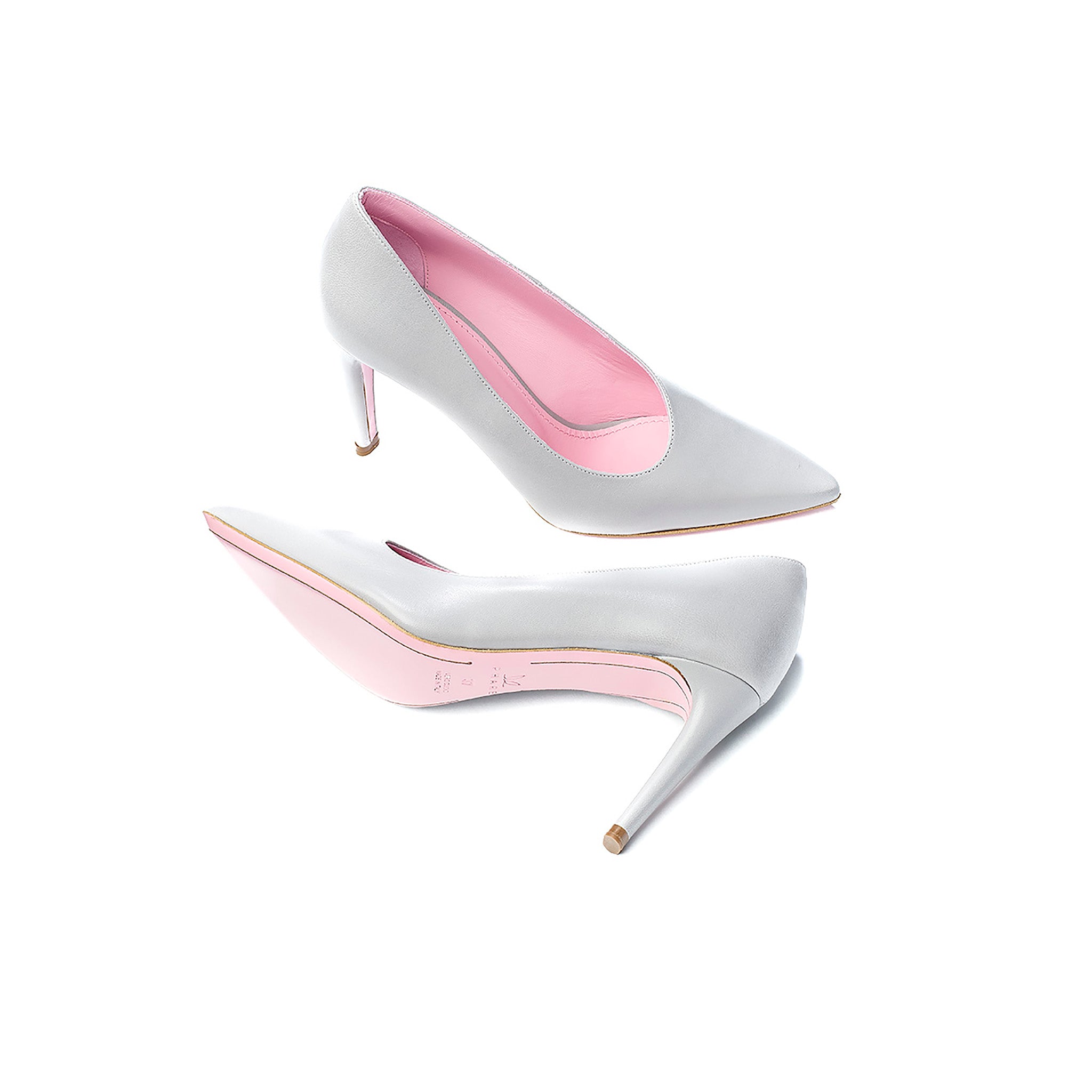 Phare Asymmetrical pump in grigio leather sole view