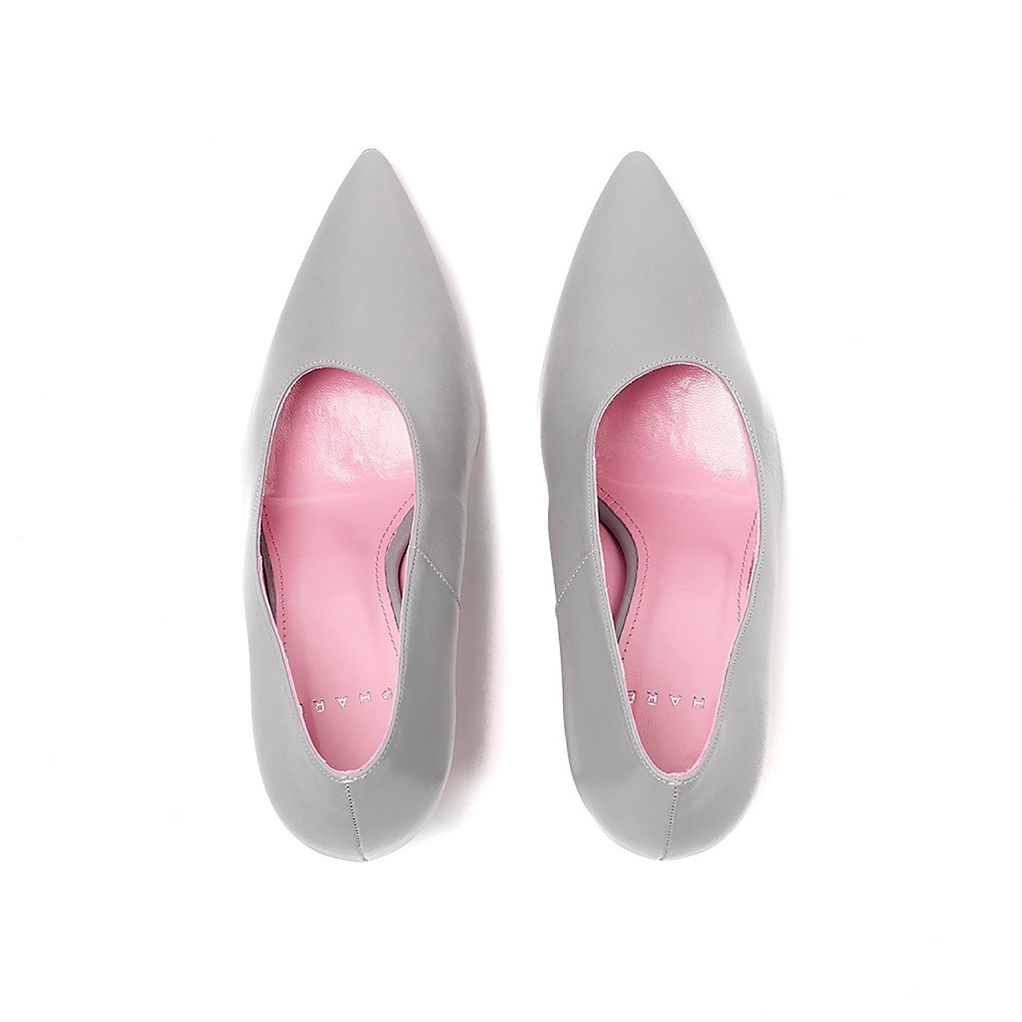 Phare Asymmetrical pump in grigio leather top view