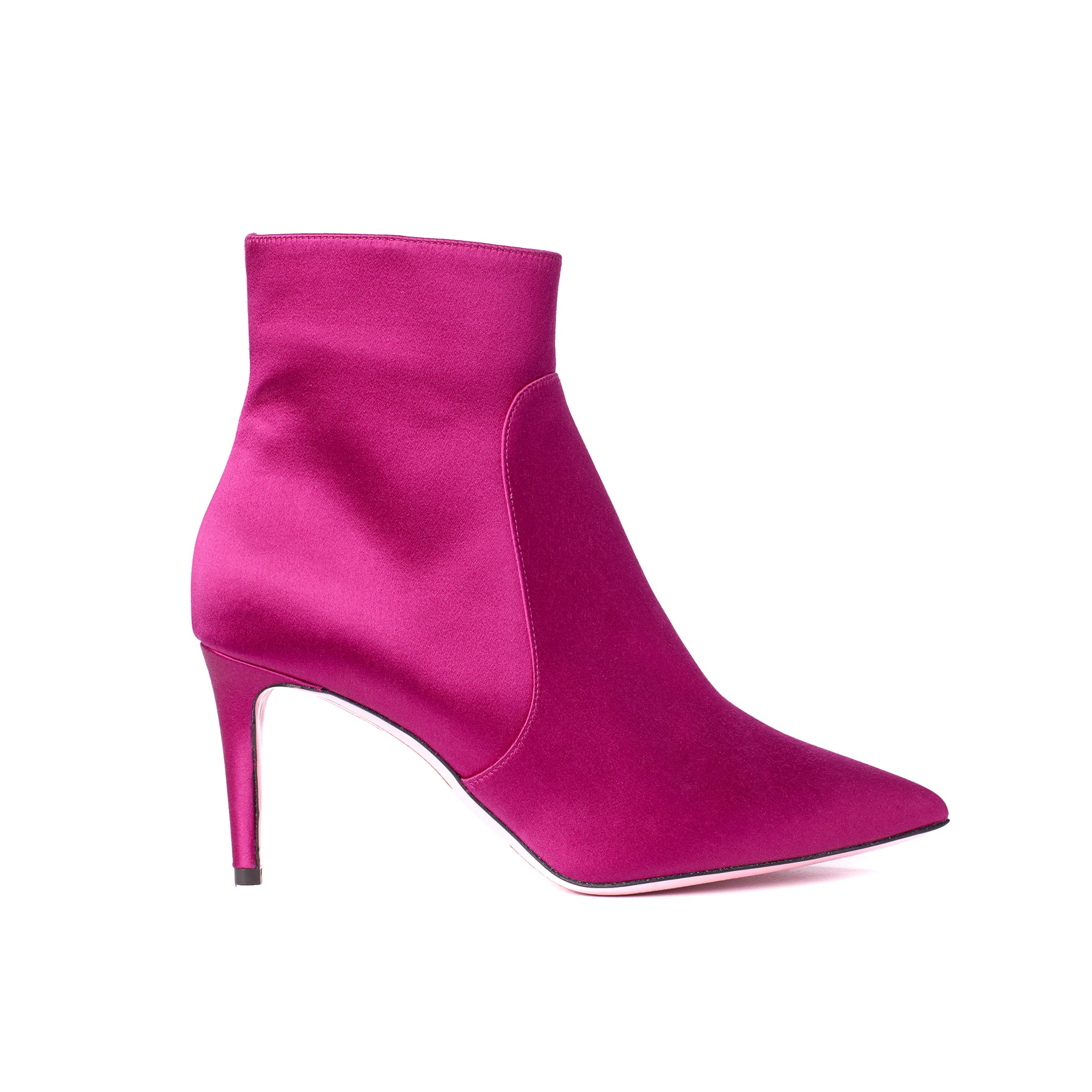 Phare classic heel Fuchsia Satin high heel boot, made in Italy