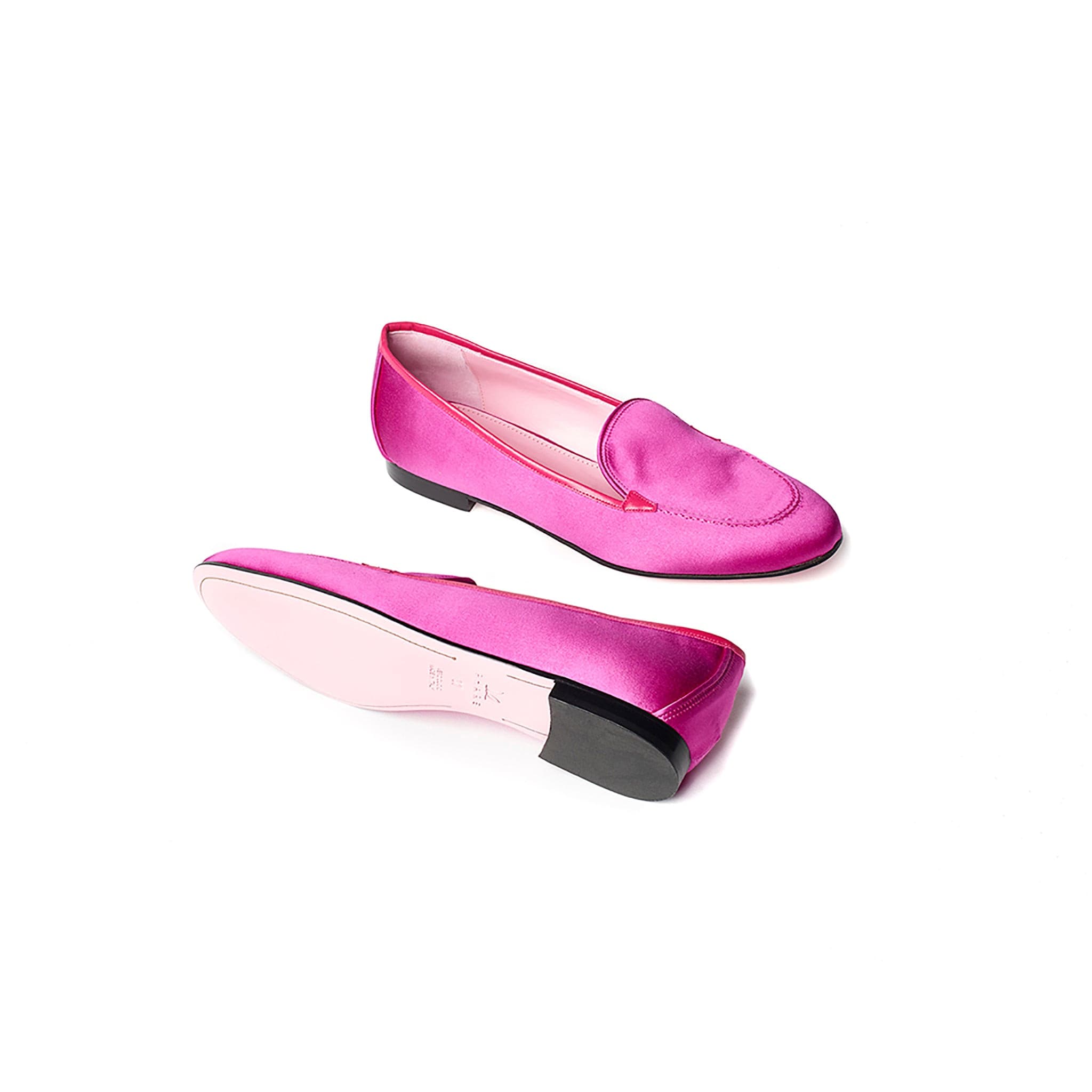 Phare classic loafer in magenta silk satin sole view