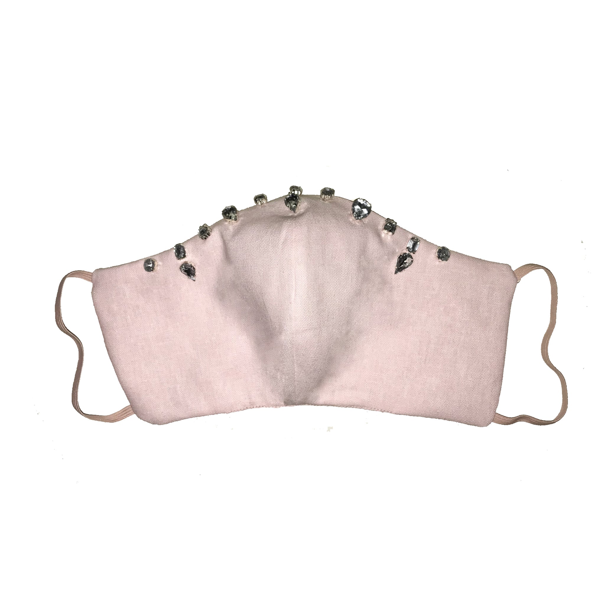 Bejewelled Face Mask Pale Pink
