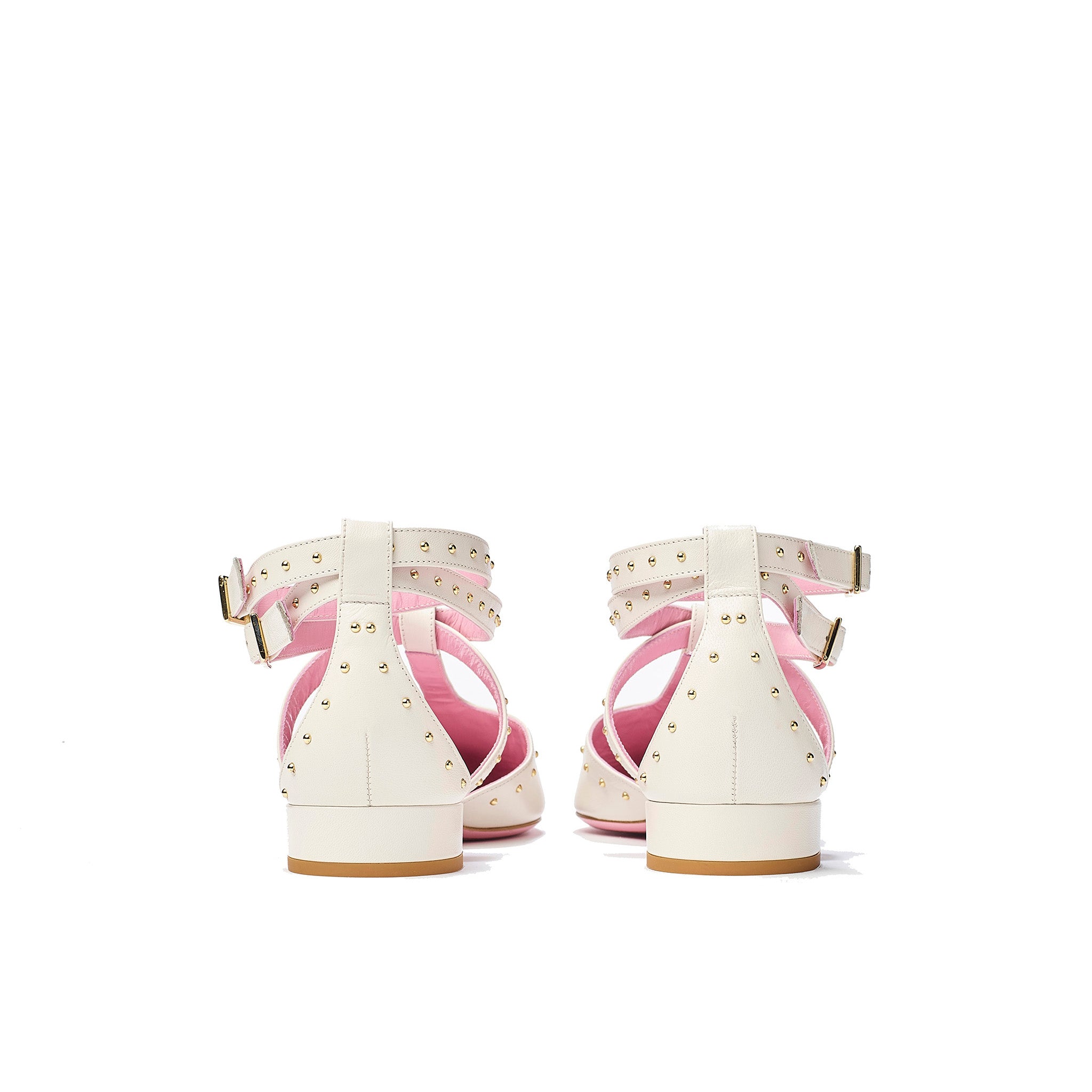 Phare Studded pointed flat in cream with gold studsback view