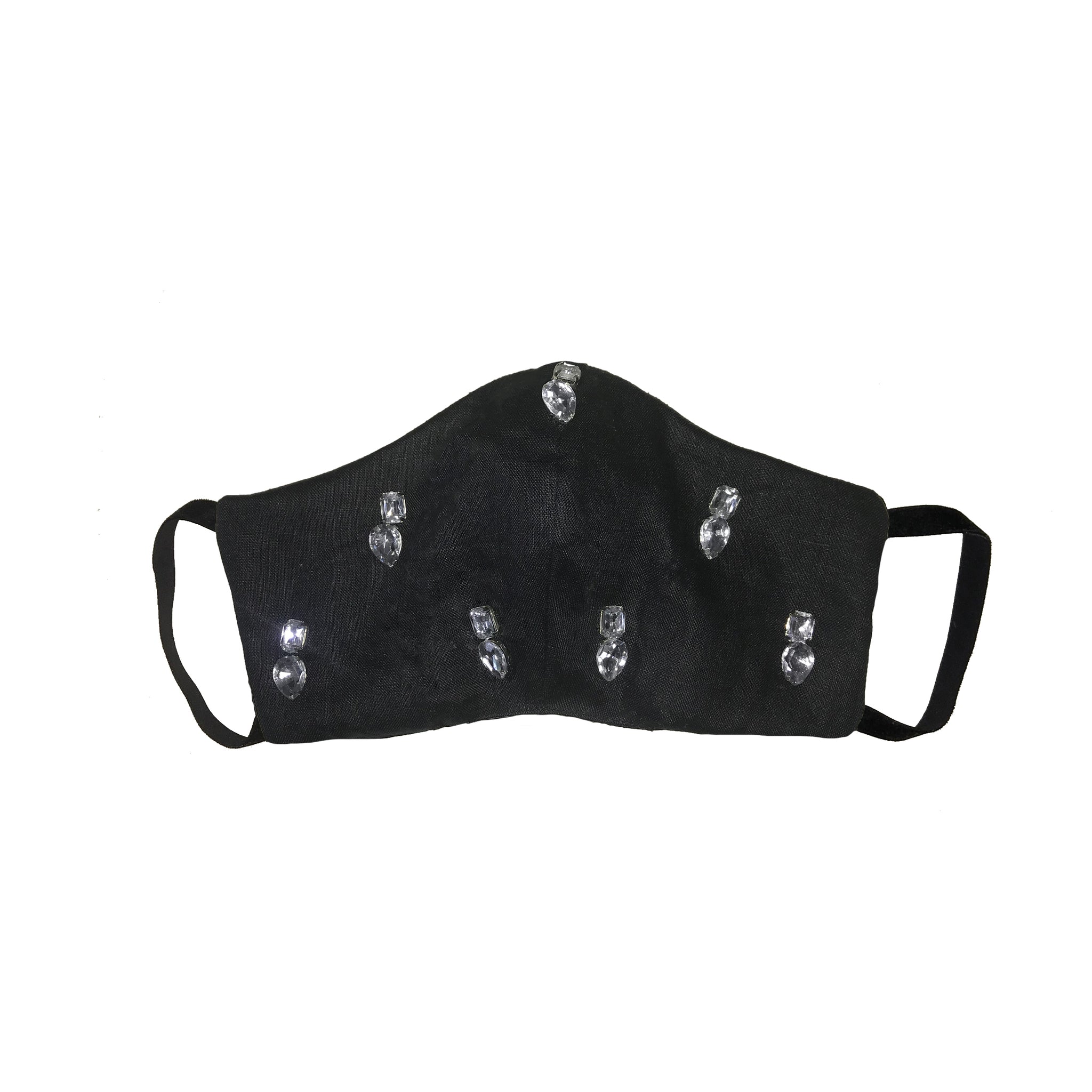 Jewelled Face Mask Black  2