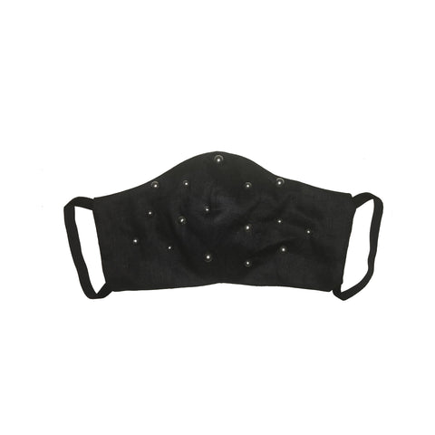 Pearl Encrusted Face Mask Black