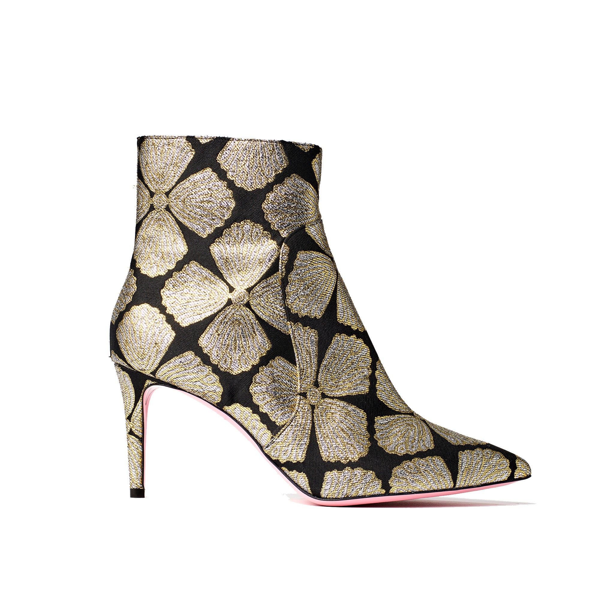 Phare Metallic brocade high heel boot
