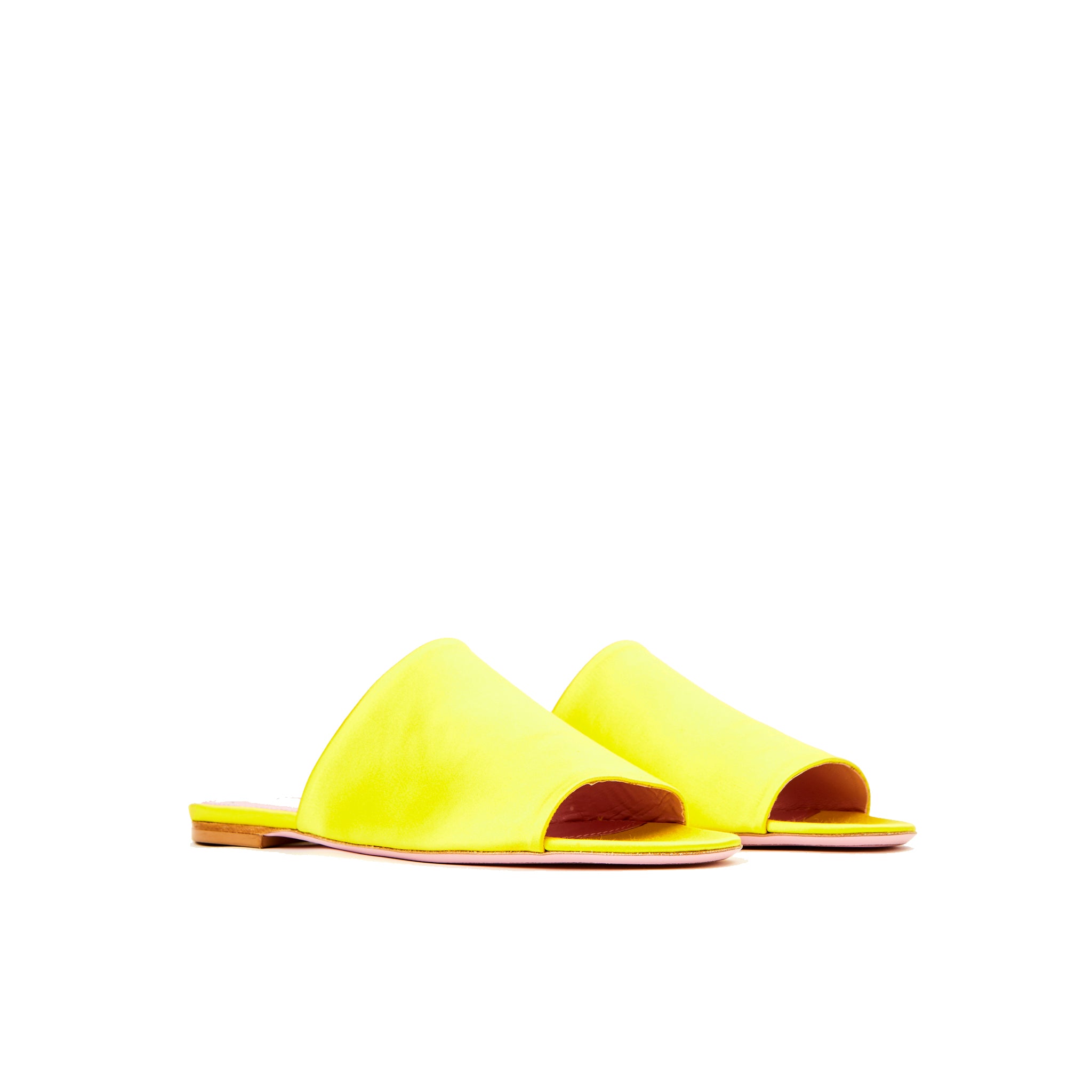 Phare seta slide in yellow silk satin 3/4 view