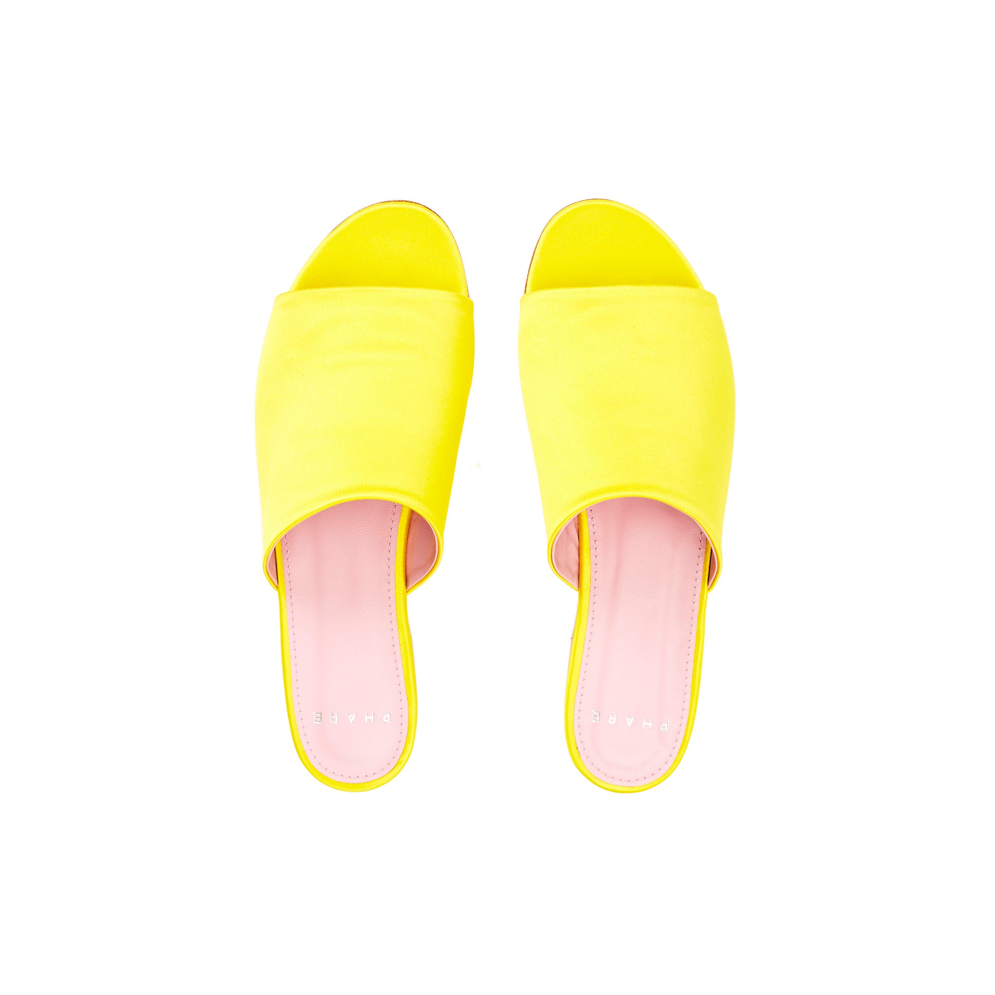 Phare seta slide in yellow silk satin top view