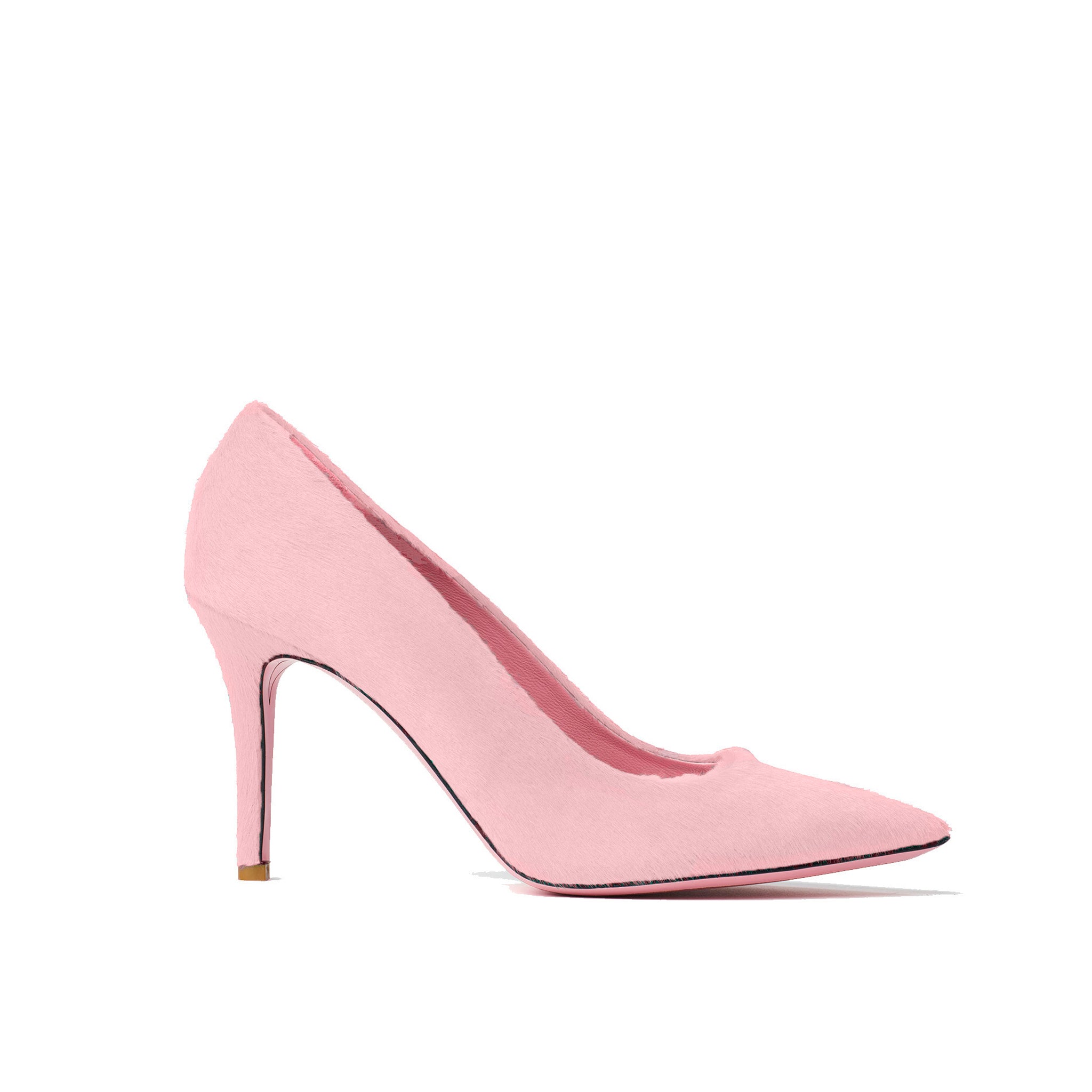 Phare slim heel pump in rosa pony hair