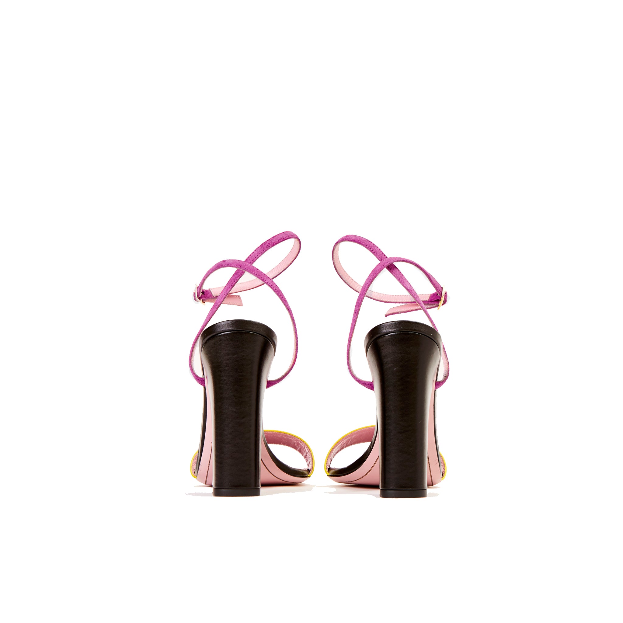 Phare Tri colour block heel sandal in multi colour back view