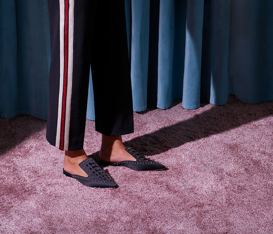 Phare studded mule in nero