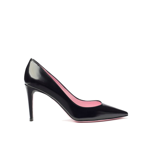 Phare classic pump in black box leather