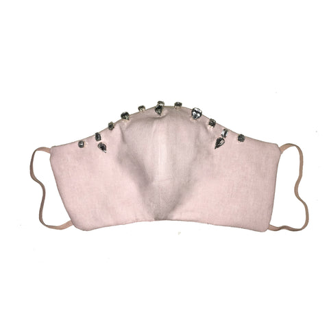 Bejewelled Face Mask Pale Pink