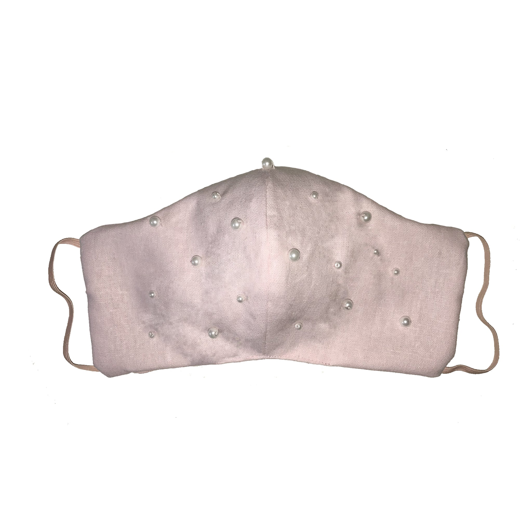 Pearl Encrusted Face Mask Pale Pink