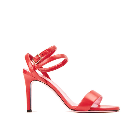 Phare Wrap ankle strap high heel sandal in red leather